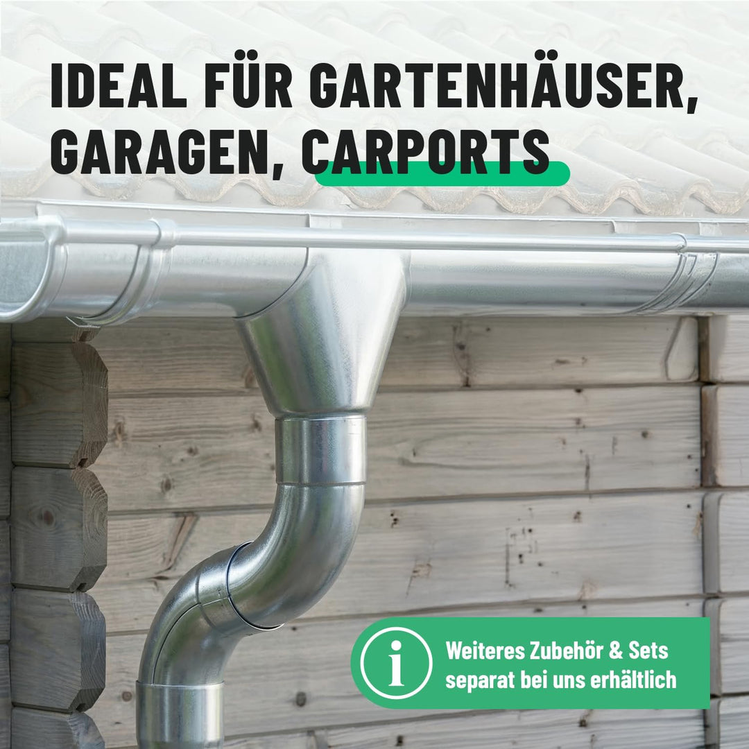 greate Einhangstutzen verzinkt für Dachrinne 280/80 - Made in Germany - Rinnenstutzen für halbrunde