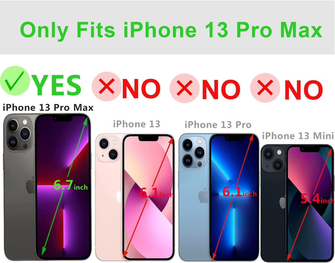 LENSUN Echtleder Hülle für iPhone 13 Pro Max, Handyhülle [Echtes Leder][3 Kartenfächer][RFID Schutz]