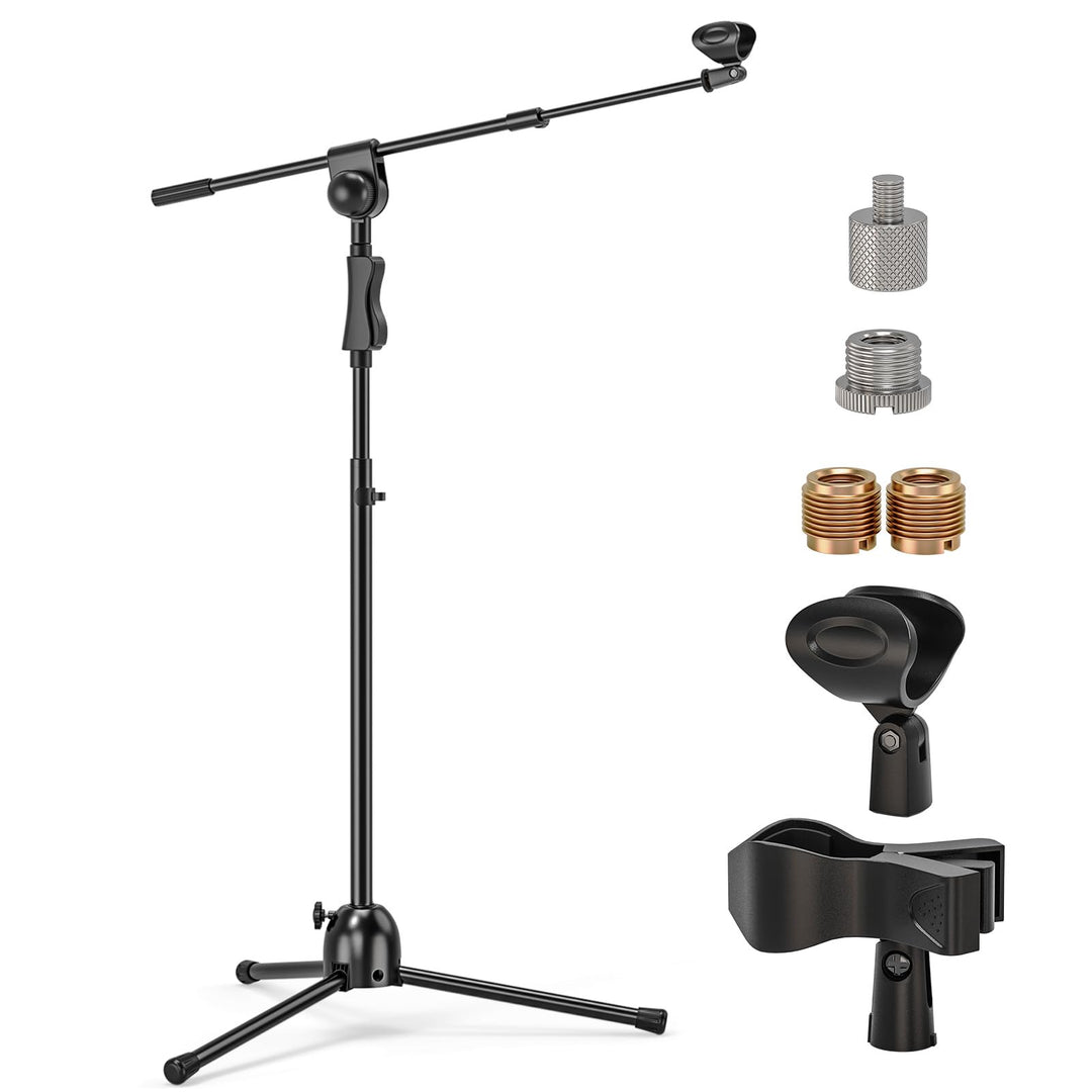 Mikrofonständer, Mikrofon Ständer Boden Höhenverstellbar bis 232 cm, Mikrofon Stativ mit Galgen, 2 M