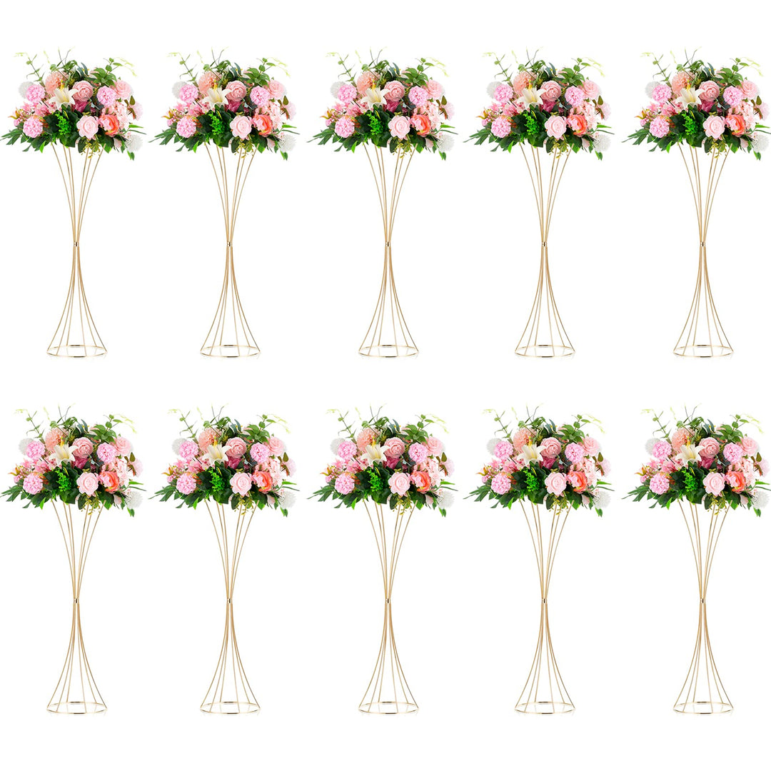 Nuptio 10 Stück Gold Hochzeit Mittelstücke Tischvase, 79cm Hoch Metall Trompete Vase, Strasse Führen