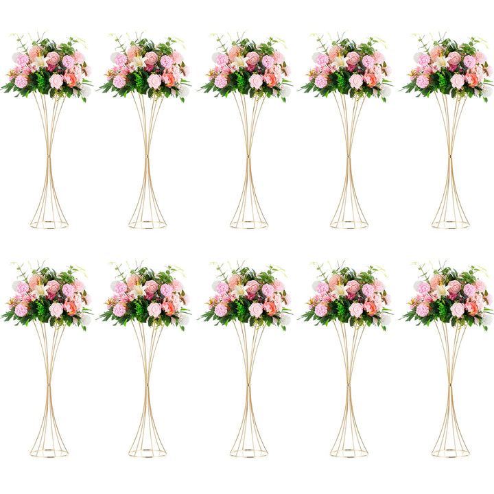 Nuptio 10 Stück Gold Hochzeit Mittelstücke Tischvase, 79cm Hoch Metall Trompete Vase, Strasse Führen