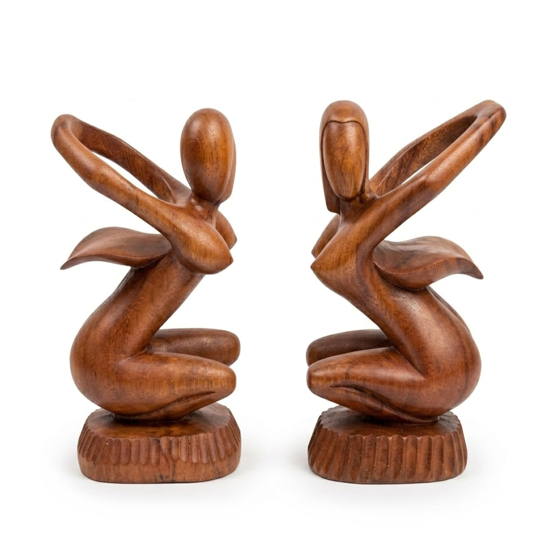 budawi® Weinflaschenhalter Frau Nackt | Holzskulptur aus Bali | Flaschenhalter Holzfigur | Handarbei