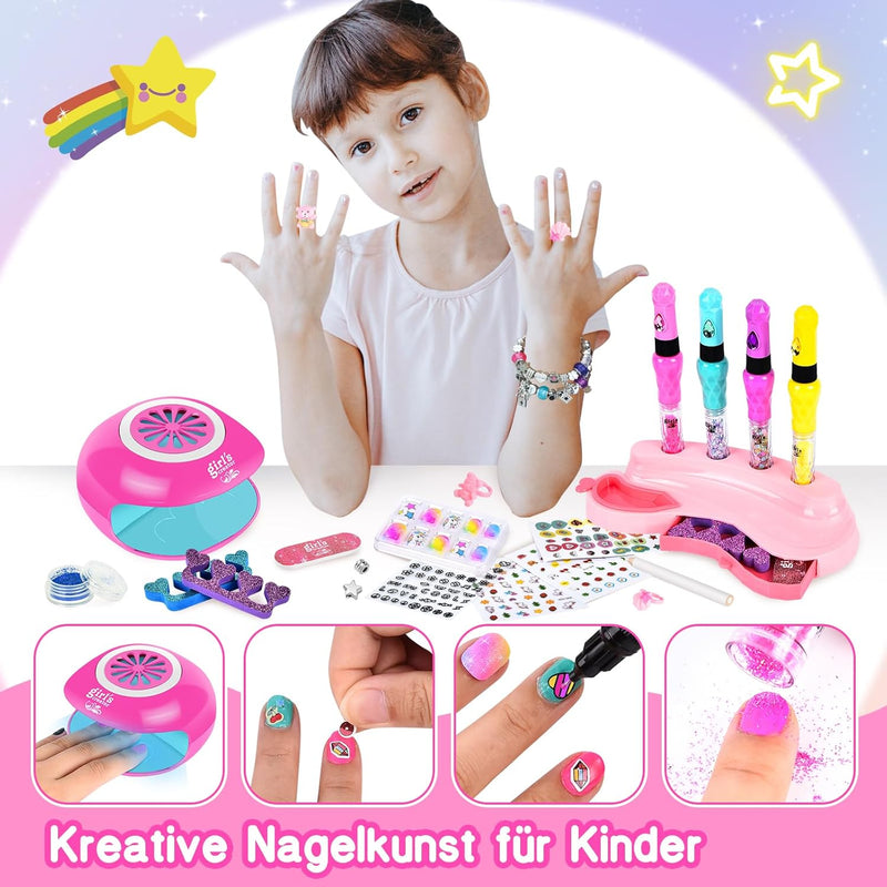 Herefun Nagelstudio Kinder Mädchen, Geschenk Mädchen 6 7 8 9 10 11 12 jahre, Nageldesign Kinder Mädc