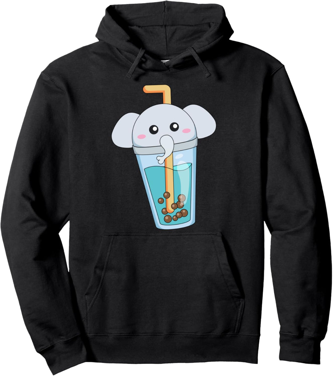 Kawaii süsser Anime Elefant Bubble Tea, Milchtee Pullover Hoodie