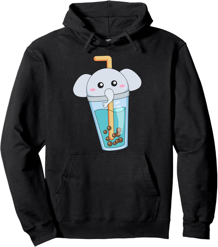 Kawaii süsser Anime Elefant Bubble Tea, Milchtee Pullover Hoodie