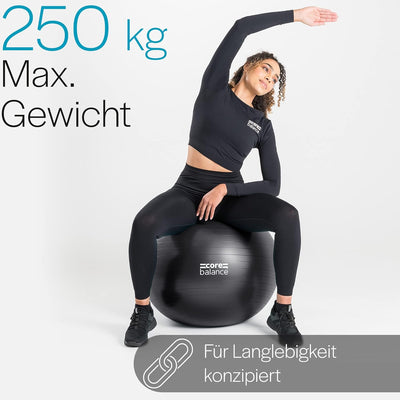 Core Balance, berstsicherer Gymnastikball - für Fitness Yoga Schwangerschaft - 55cm 65cm 75cm 85cm -