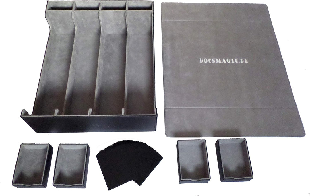docsmagic.de Premium 4-Row Trading Card Storage Box Black + Trays & Divider - MTG PKM YGO - Sammelka