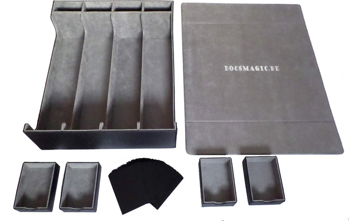 docsmagic.de Premium 4-Row Trading Card Storage Box Black + Trays & Divider - MTG PKM YGO - Sammelka