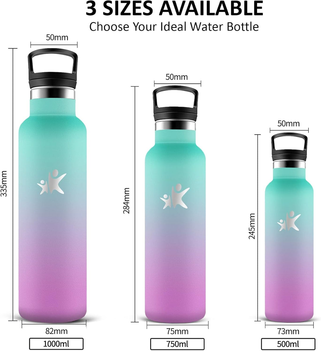 Thermosflasche- 750ml- Trinkflasche Edelstahl, Trinkflasche Sport, BPA-Frei, Wasserflasche Doppelwan