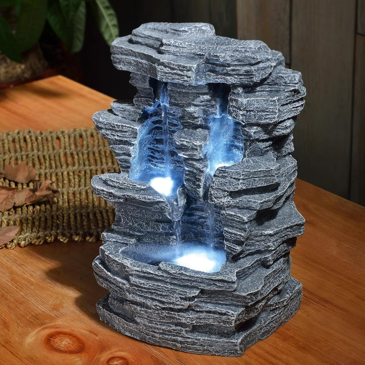Zen'Light Innenbrunnen Nature Cascade Effect Stone Felslicht Weiss, Geschenkidee, bewegliche Innenau