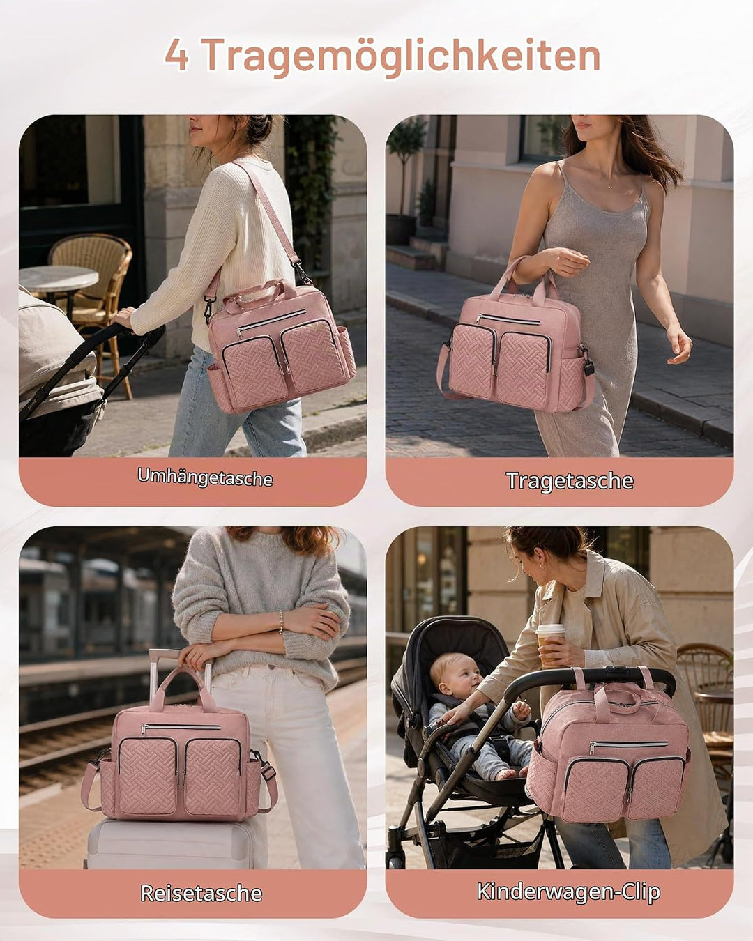 KONO Baby-Wickeltasche, stilvoll, für Mama und Papa, wandelbare Reisetasche mit isolierten Taschen G