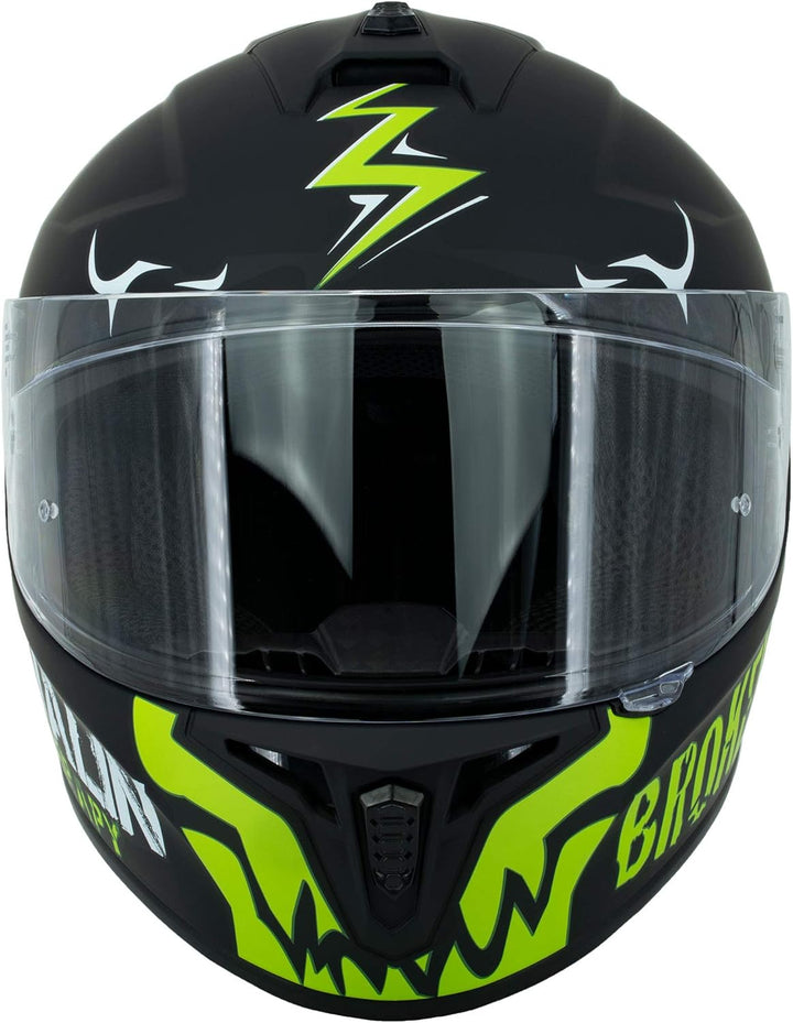 Broken Head Adrenalin Therapy 4X - Sportlicher Integralhelm - Motorrad-Helm - Schwarz-Grün Matt S (5