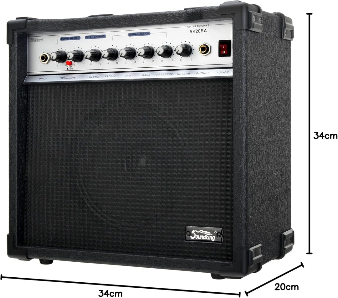 Soundking AK20-RA Gitarrencombo schwarz (60 Watt, 8" Speaker, 2 Kanäle, 4-Band Equalizer, Digital Re