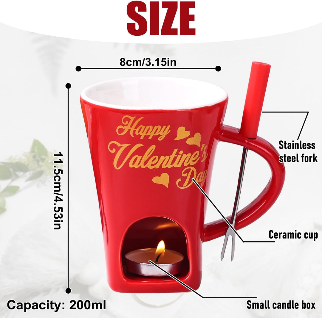 Schokoladen Fondue Becher Set, 200 ml Valentinstag Schokoladenfondue Becher, Schokofondue Tasse mit