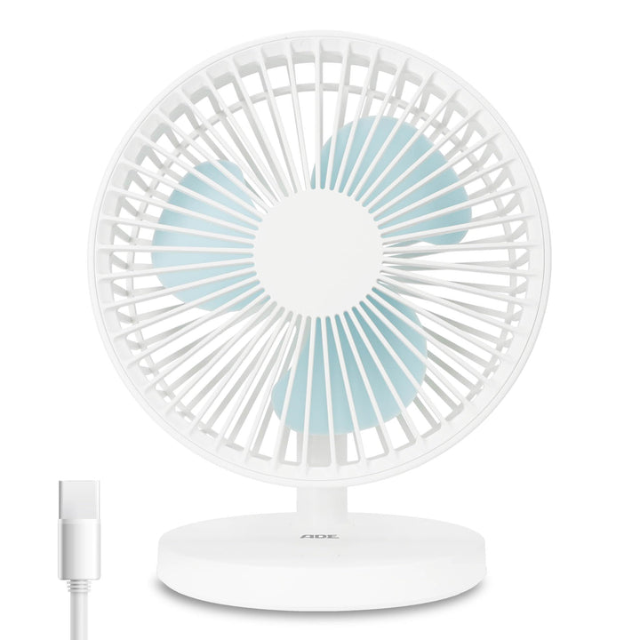ADE Sehr leiser Tischventilator | USB Ventilator mit 3 Geschwindigkeitsstufen | 2.000 mAh Akku für b