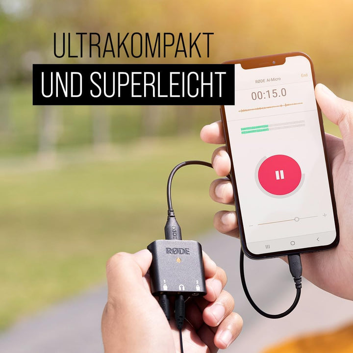 RØDE AI-Micro mit ultrakompakter Zweikanal-Audioschnittstelle für Computer, Smartphones und Tablets
