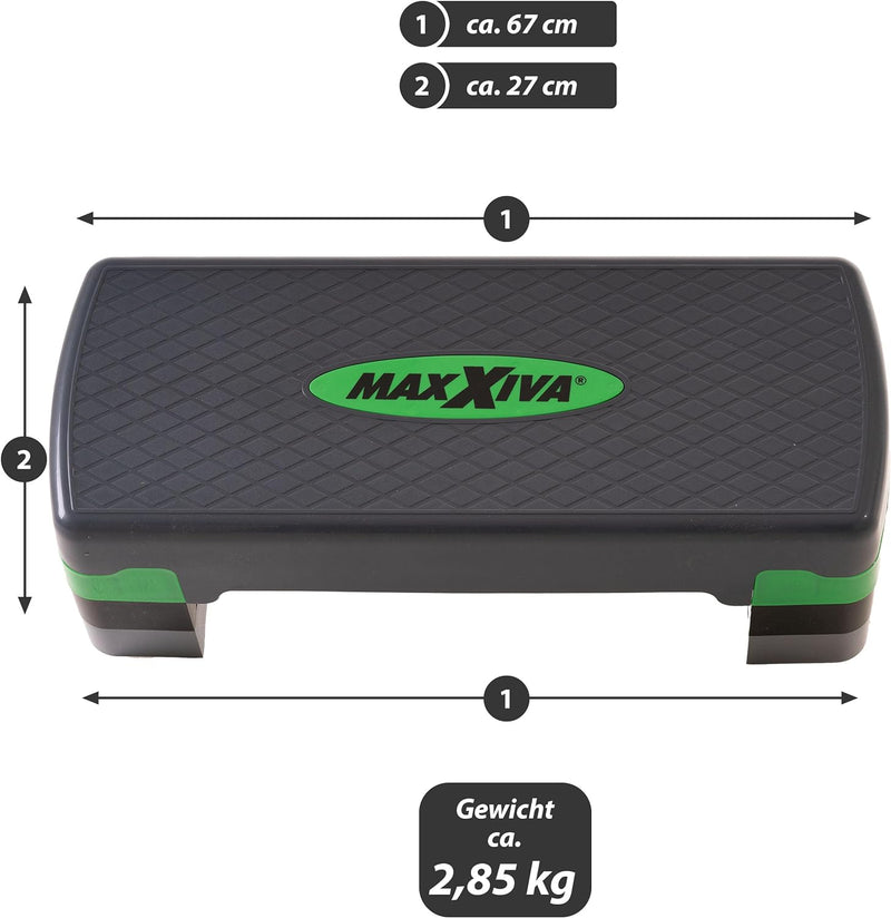 MAXXIVA® Stepper Aerobic-Fitness-Steppbrett mit Antirutsch-Matte 67 x 27 x 10/15/20 cm höhenverstell