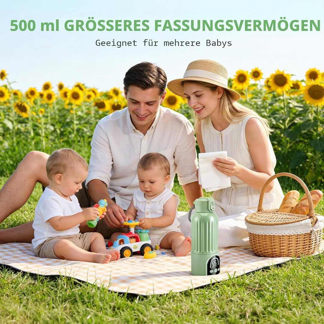 Baby Flaschenwärmer Tragbar 500ml, 18000mAh, 140W Schnelle Aufheizung &amp; Präzise Temperaturkontrolle,