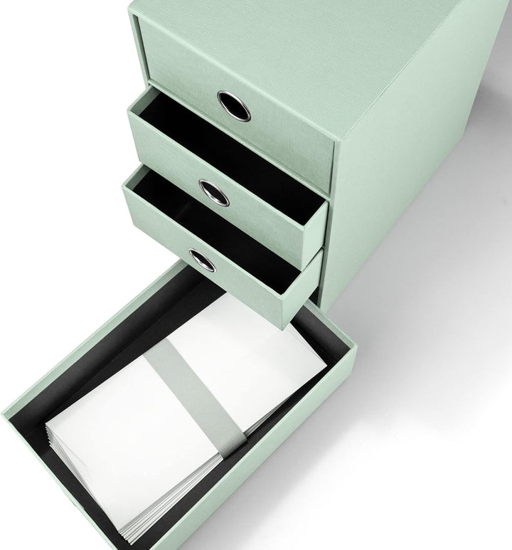 Rössler 1524452654 - S.O.H.O. 4er Schubladenbox für DIN A5, mit Griffloch, Mint, 250 x 175 x 320 mm,
