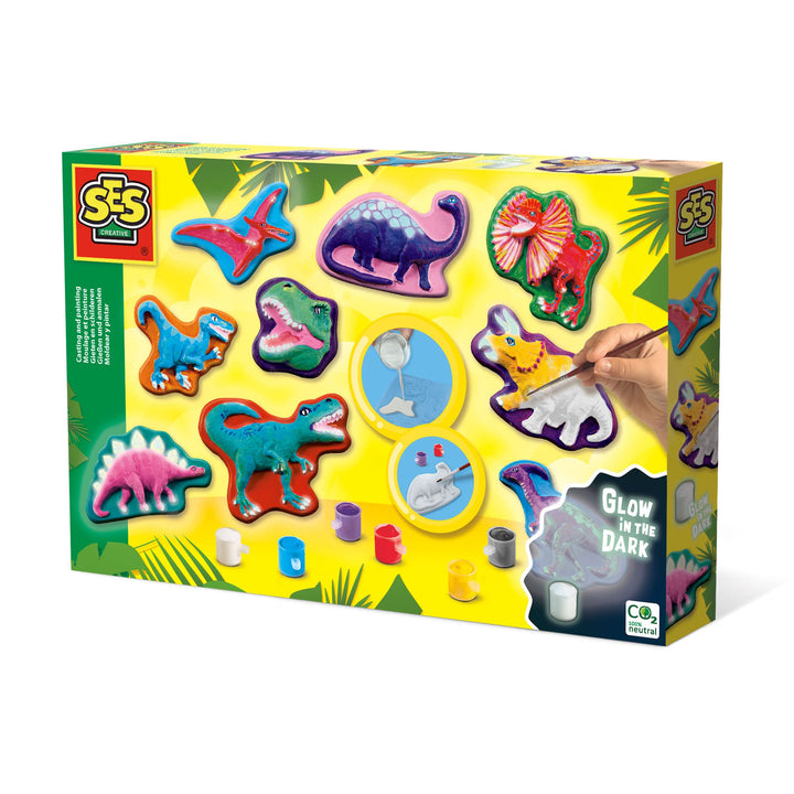 SES Creative 01292 Gips Giessen Dino-Fantasie, Dinosaurier Bastelset für Kinder Fantasy, Fantasy