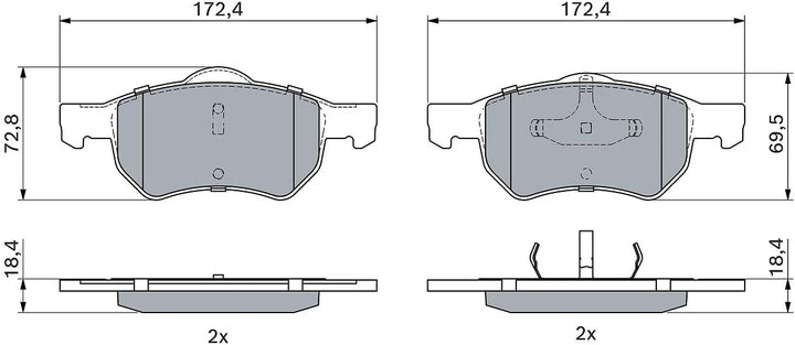 Bosch BP384 Bremsbeläge - Vorderachse - ECE-R90 Zertifizierung - vier Bremsbeläge pro Set