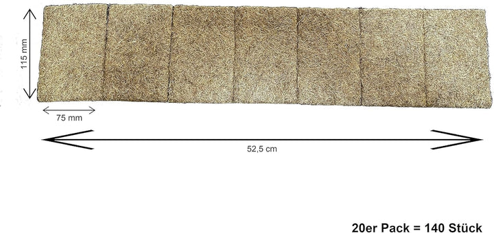 Anzuchtmatte aus 100% Hanf, 115x75 mm, 1cm dick, 7er Kette, 20er Pack, Gesamtstückzahll: 140 Stück (