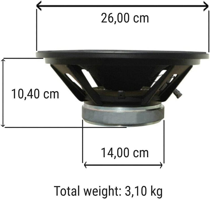 MASTER AUDIO 1 WOOFER PA10/8 von 25,00 cm 250 mm 10" von 300 watt rms und 600 watt max mit 8 ohm imp