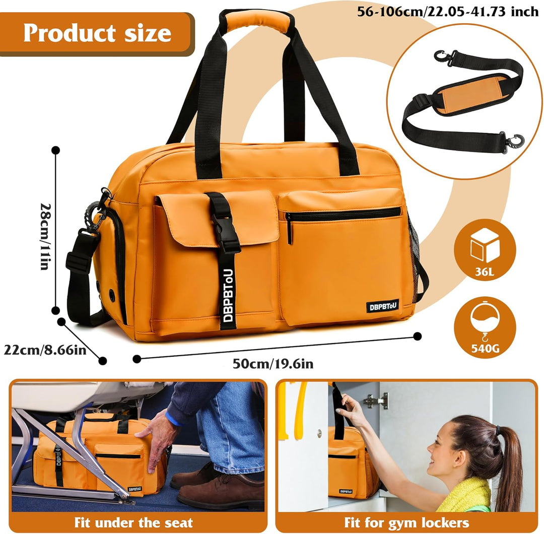 35L Sporttasche Damen Herren, Reisetasche mit Schuhfach und Nassfach, Wasserdichte Weekender Bag, Gy