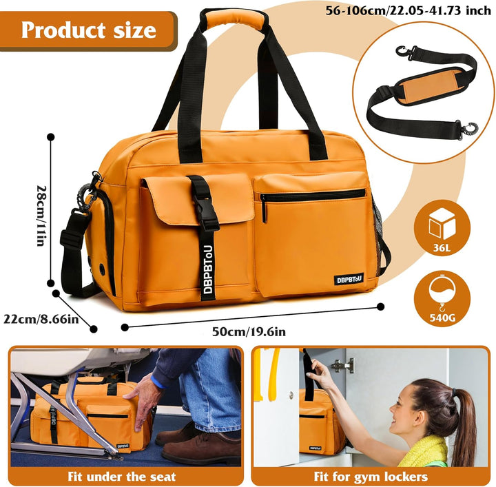 35L Sporttasche Damen Herren, Reisetasche mit Schuhfach und Nassfach, Wasserdichte Weekender Bag, Gy