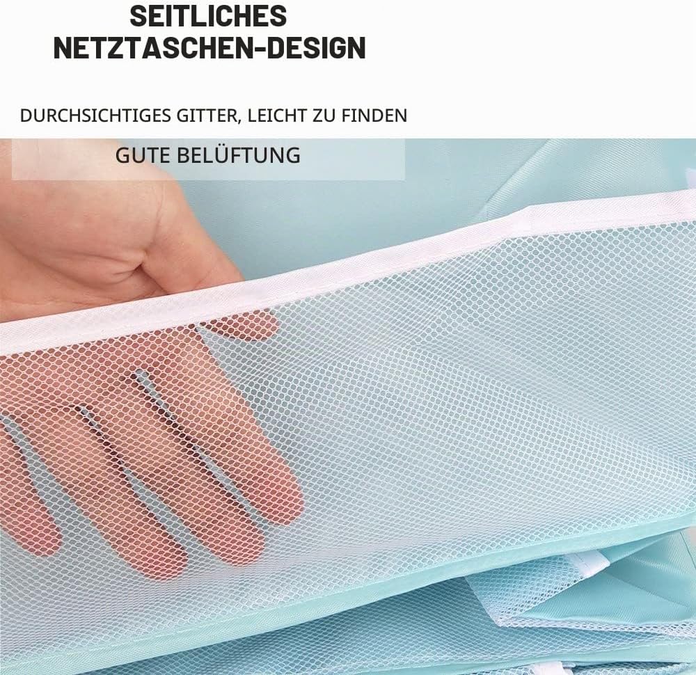 XiXiRan Hängeregal Kleiderschrank, 4 Fächer Hängender Organizer Schrank, mit 12 Netzseitentaschen fü