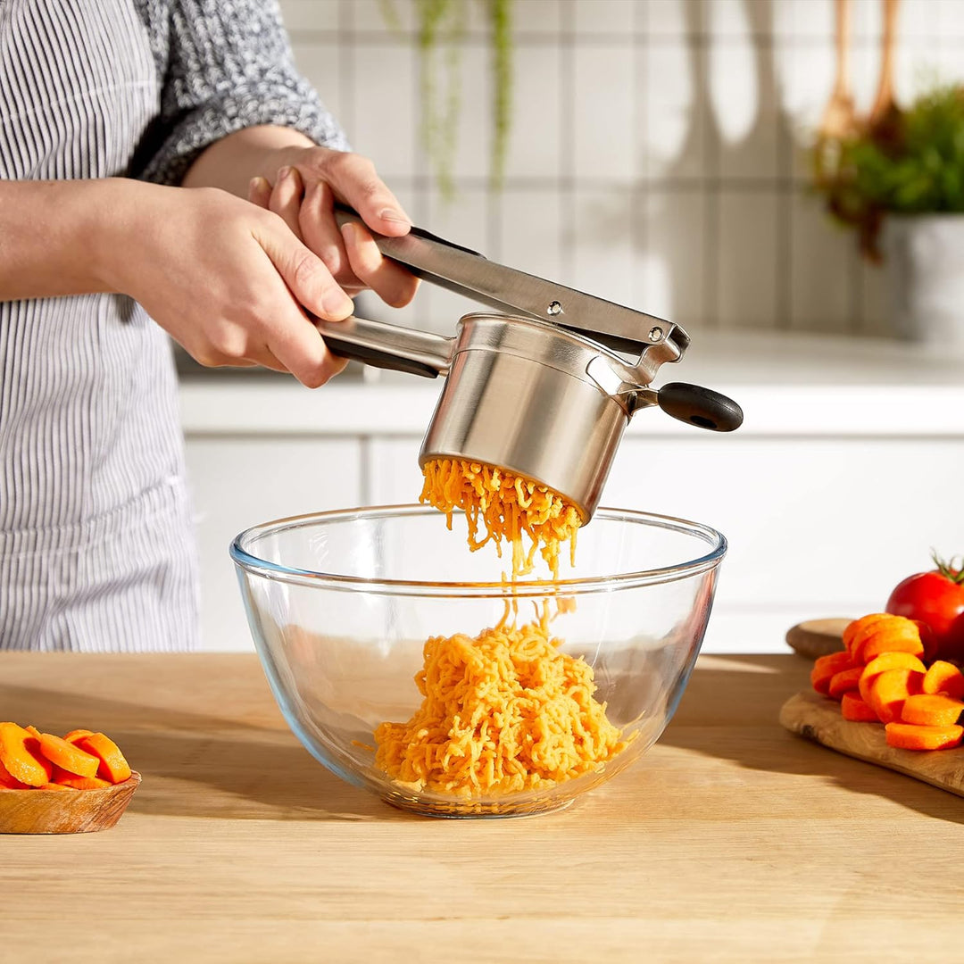 VonShef Kartoffelstampfer – Lebensmittelechte Edelstahl Kartoffelpresse mit Silikongriff – Spülmasch