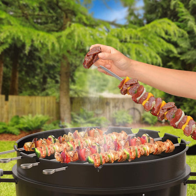 Onlyfire Schaschlik Rotisserie Grillspiess Set, 5 Spiesse mit Grillaufsatz, Schaschlikspiess für 57