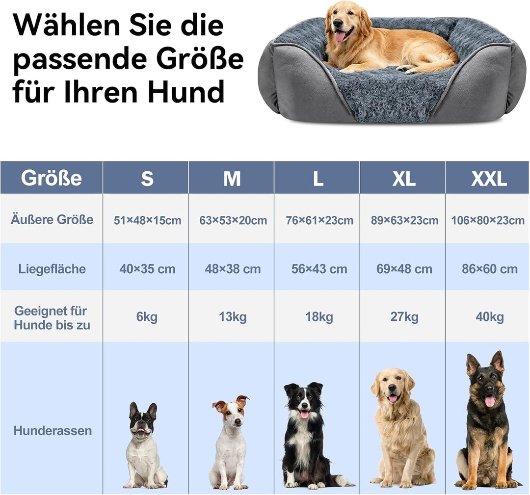 JOEJOY Hundebett Waschbar Flauschig, rutschfest Anti-Angst Hundekorb Weich Bequem Rosensamt, Haustie