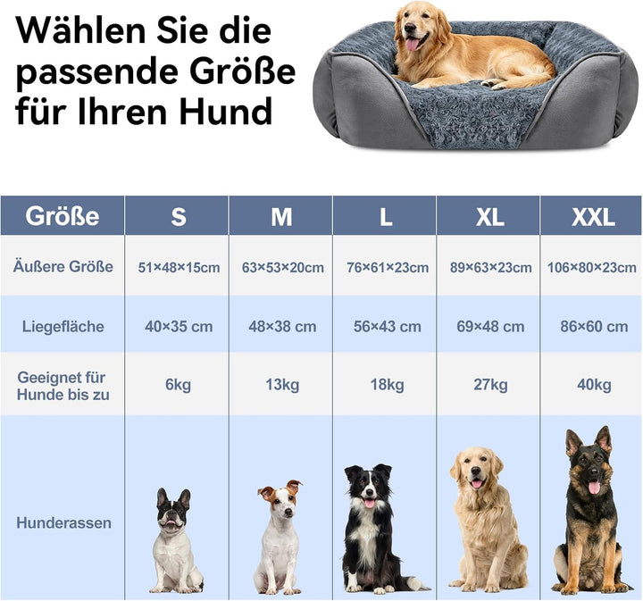 JOEJOY Hundebett Waschbar Flauschig, rutschfest Anti-Angst Hundekorb Weich Bequem Rosensamt, Haustie