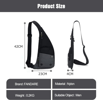 FANDARE Ultraleicht Brusttasche Sling Bag Herren Damen Bauchtasche Umhängetaschen Schultertasche Cro