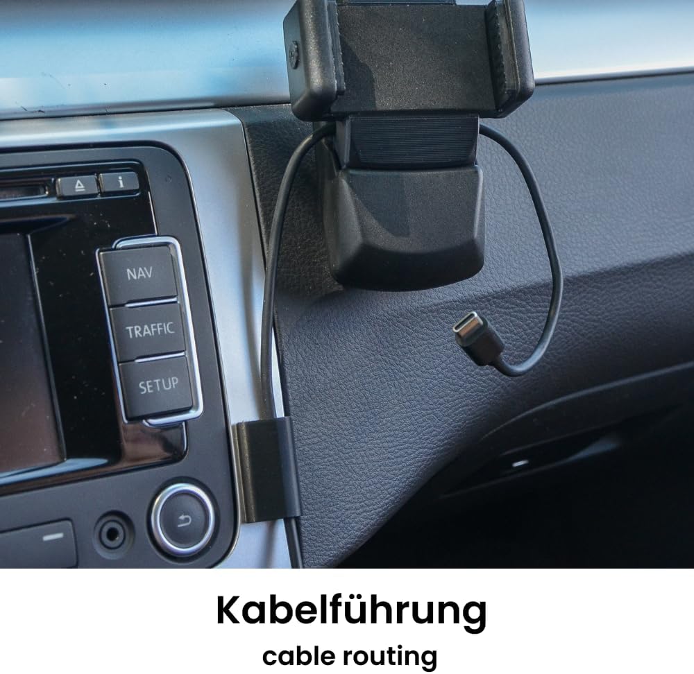 Handyhalterung für VW Aufnahmehalter | Handyvorbereitung | USB-C Ladekabel | Passend für VW Passat,