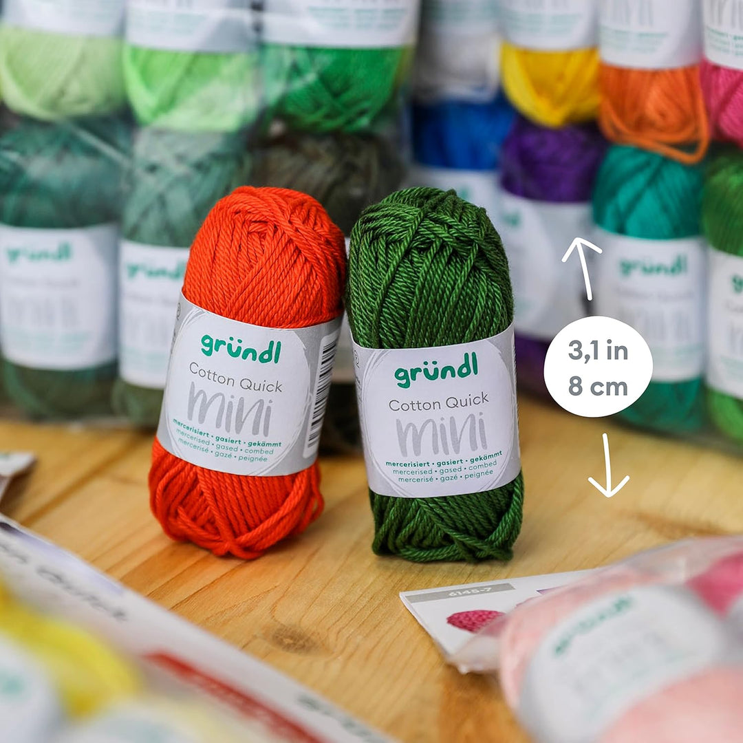 Gründl Wolle Cotton Quick Mini Shades - dünne Wolle zum Häkeln von kleinen Figuren - Glänzend und ha