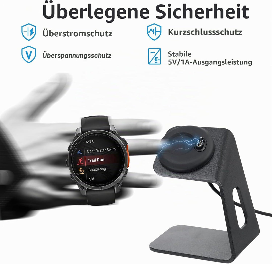 sciuU Ladegerät &amp; Ständer kompatibel mit Garmin Forerunner/Fēnix/Venu/Instinct/Vivoactive Serie, Lad