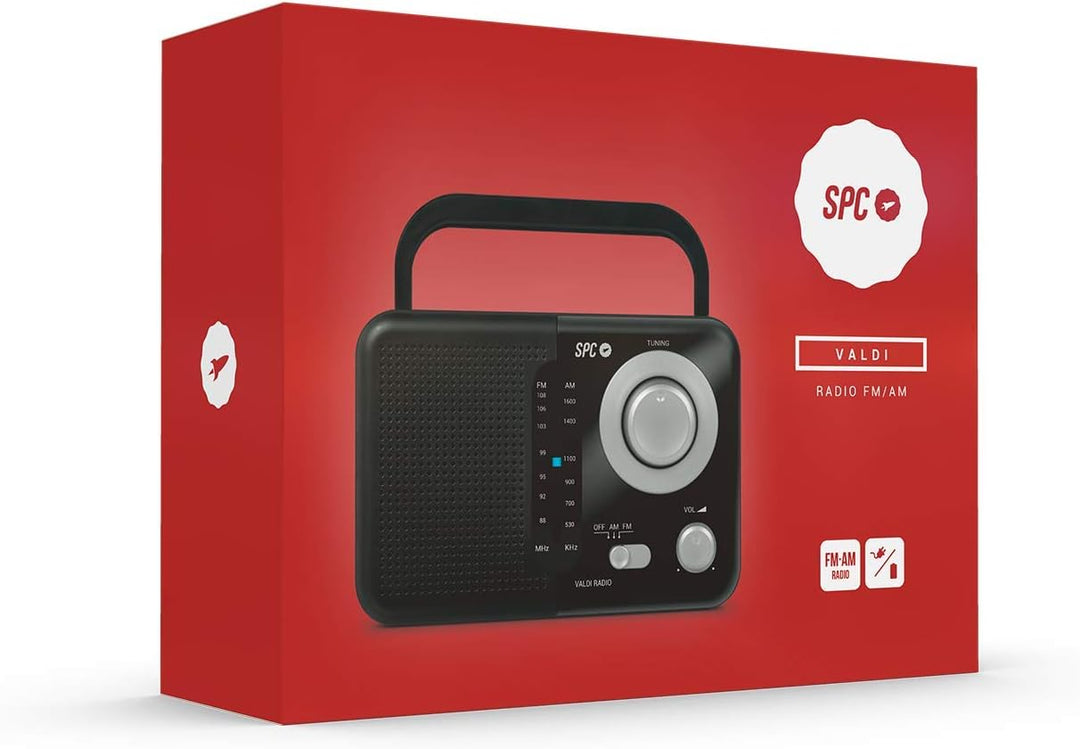 SPC VALDI – Tragbares Radio, mit Tragegriff, grosses Format, AM/FM-Zifferblatt, Gute Sichtbarkeit, g