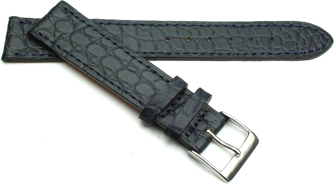 18mm Echt Alligator Klassik handgemacht in Deutschland Uhrenarmband in dunkel blau