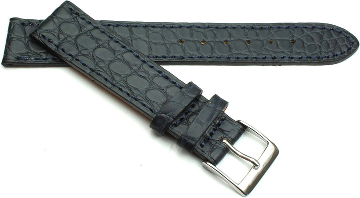 18mm Echt Alligator Klassik handgemacht in Deutschland Uhrenarmband in dunkel blau