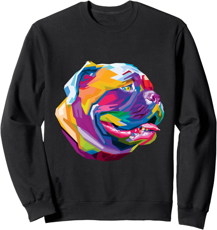 Bunte Bulldogge Niedlich Geometrischer Hund Pop-Art-Stil Ges Sweatshirt