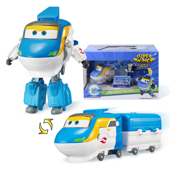 Super Wings Transforming Tony, 12,7 cm Zug-zu-Roboter Figur, einfache Verwandlung, Rollenspielspielz