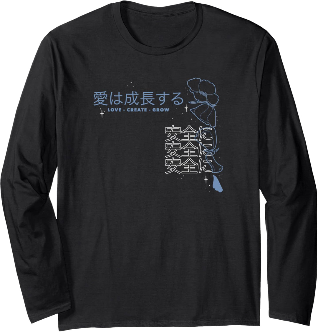 Trendy Kanji Love. Create .Grow. Front & Back Langarmshirt