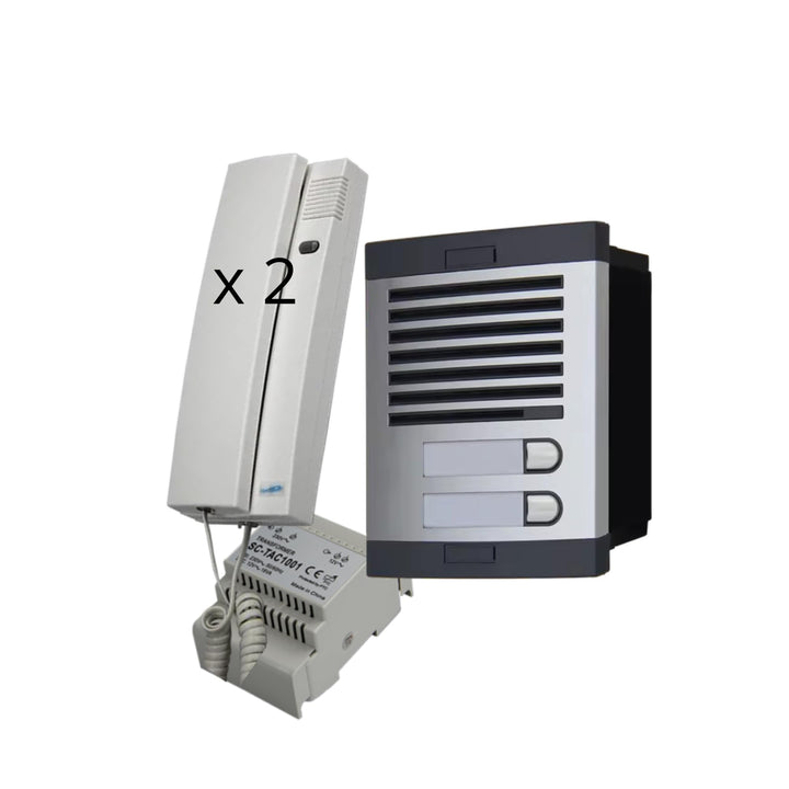 Automatische Türsprechanlage mit Analogsystem 4+n, für Gemeinschaften, komplett: Strassenschild, Tel