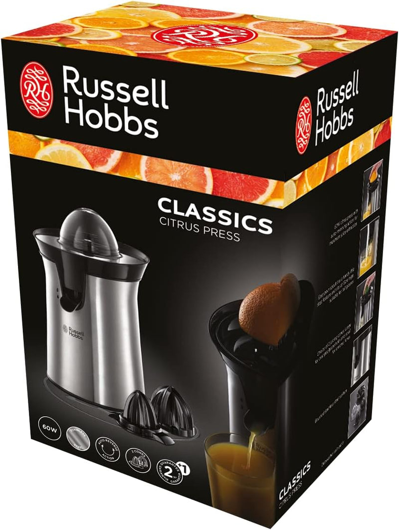 Russell Hobbs Orangenpresse & Zitruspresse elektrisch (2 autom. links-& rechtsrotierende Presskegel