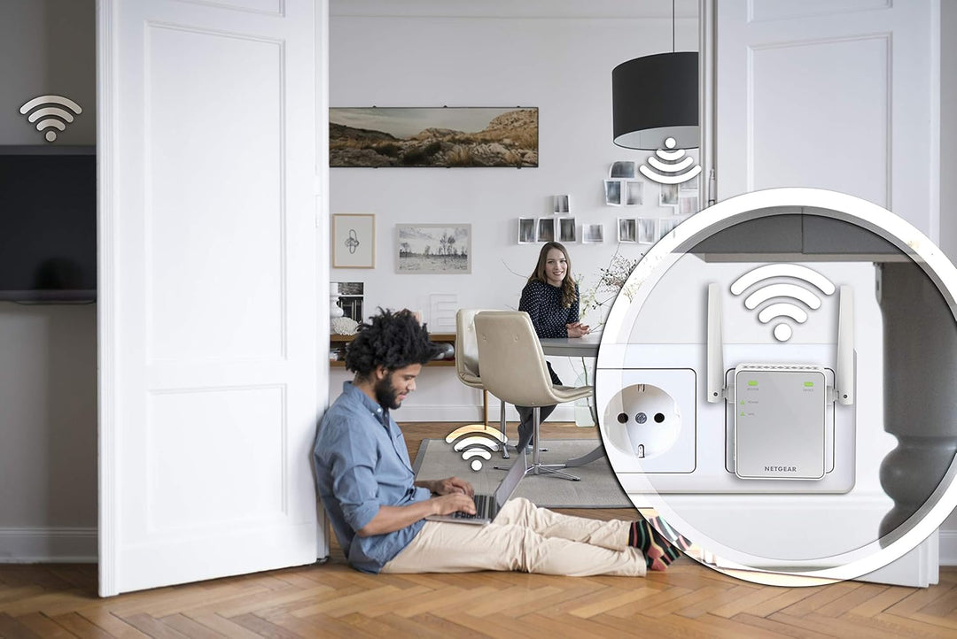 NETGEAR WLAN Repeater EX6120 WLAN Verstärker, AC1200 Dual Band WiFi, Abdeckung 2 bis 3 Räume & 20 Ge