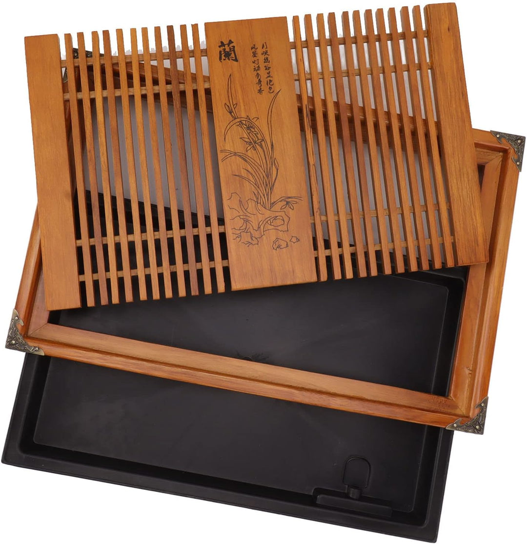 Restokki Teetablett Chinesisch Kungfu Teetablett, Abfluss, Wasserspeicher, Holz Teetisch für chinesi
