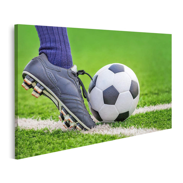 islandburner Bild auf Leinwand Schiessen Fussball Ball Füsse Fussballfeld Bilder Wandbilder Poster L