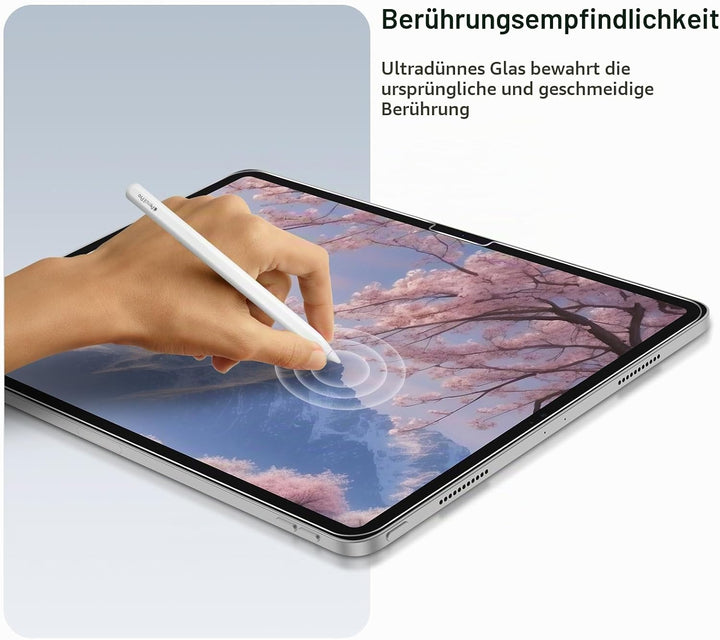 SPARIN Panzer Schutz Glas für iPad Pro 13 Zoll M4 (2024), mit Rahmen-Installationshilfe, 2 Stück Sch